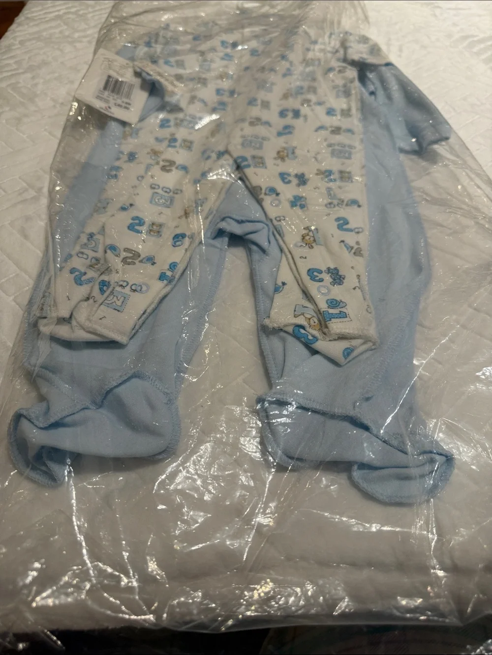 Absorba Light Blue & White Number Print Baby One-Piece